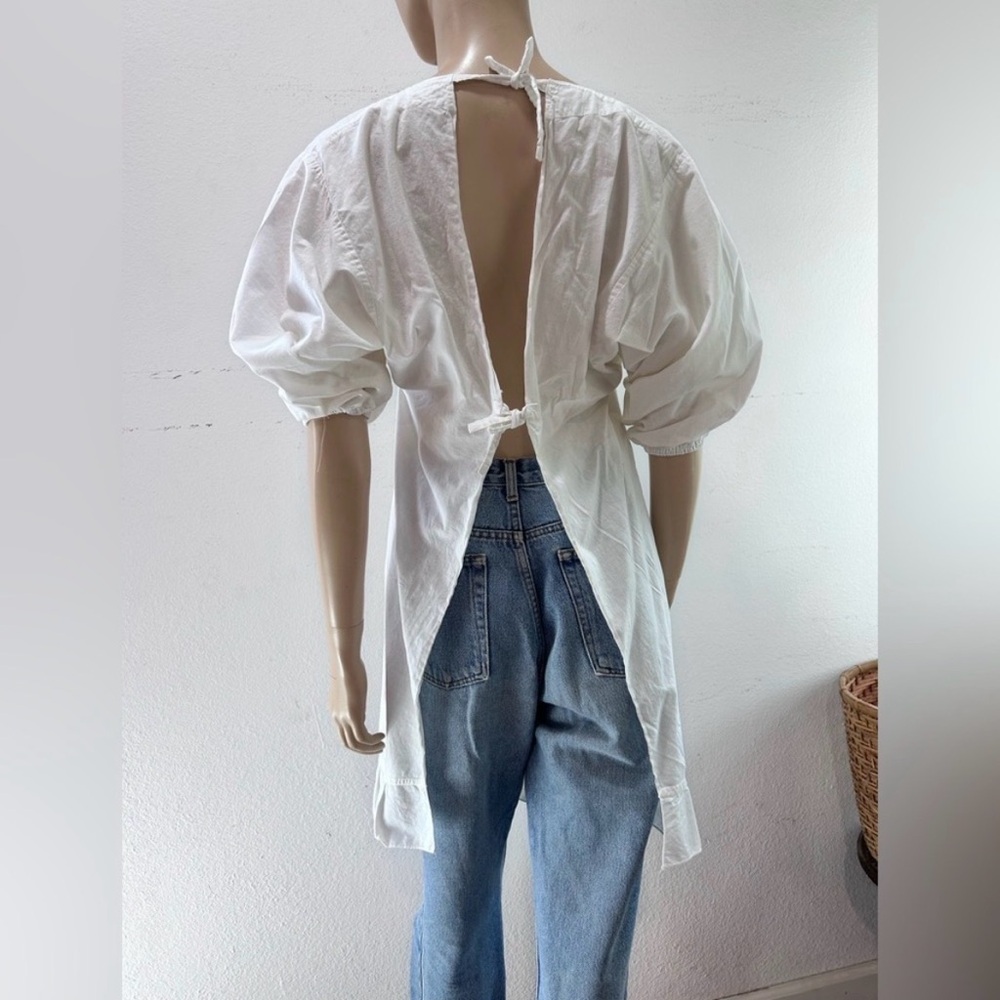 DIA QUEEN Vintage camisole white embroidered open back Tunic Top - Picture 15 of 16